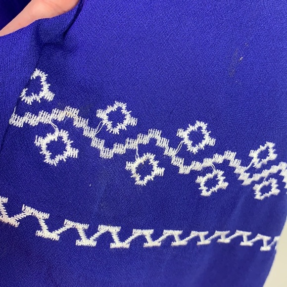 FLYING TOMATO Blue Off Shoulder Embroidered Dress - Picture 9 of 11